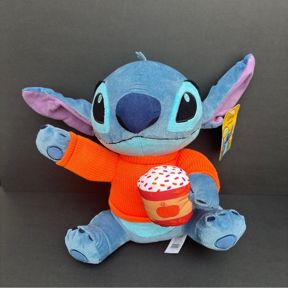 Disney Stitch Plush Toy Orange Sweater and Pumpkin Spice Latte PSL NWT